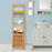 140cm Storage Unit Freestanding Cabinet w/ 3 Shelves Cupboard Bathroom Kitchen Home Tall Utility Organiser