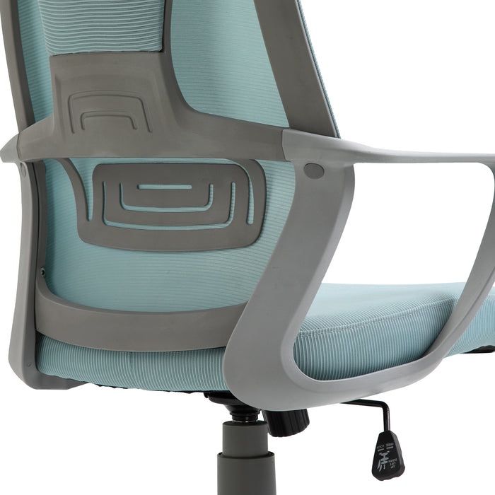 Ergonomic Office Chair w/ Wheel, High Mesh Back, Adjustable Height Home Office Chair - Blue