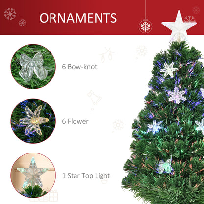 3ft Pre-Lit Fibre Optic Christmas Tree with Multicolour LEDs, Bows & Star