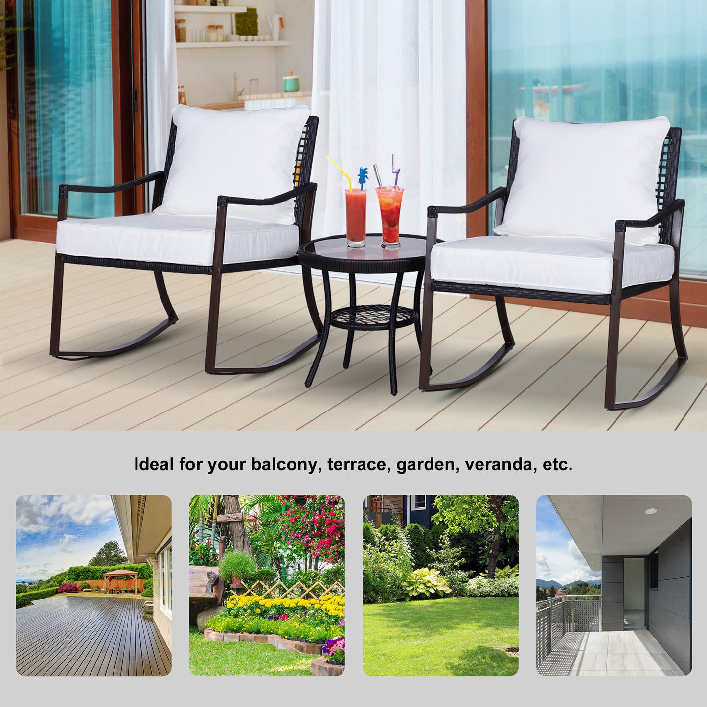 Rattan Rocking Chair Set