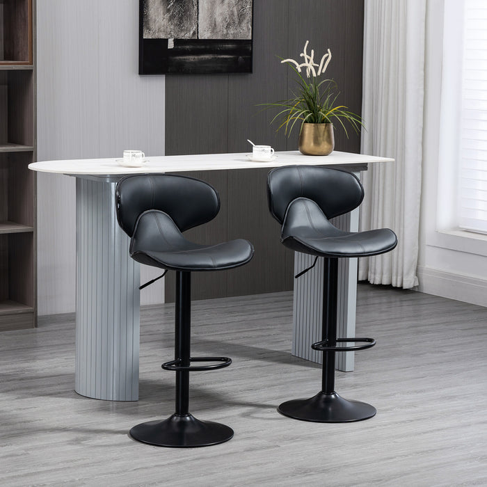 Barstool - The  curved faux leather seats are super sleek