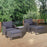 2 Seater Rattan Garden Furniture Set Wicker Weave Sofa Chair with Footstool and Coffee Table Thick Cushions Dark Grey