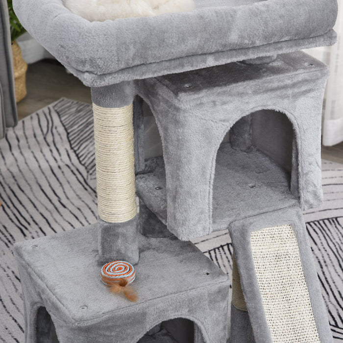 Cat Tree for Indoor Cats Activity Center Kitten Scratching Post Climbing Tower Grey 59 x 39 x 83 cm