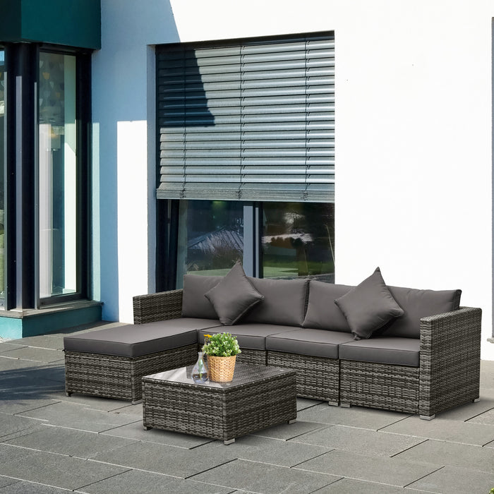 5-Seater Garden Patio Rattan Furniture Wicker Weave Conservatory Sofa Chairs Table Set Brown Aluminium Frame