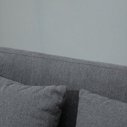 2-Seat Loveseat Sofa Chenille Fabric Upholstered Couch with Rubberwood Legs, Grey