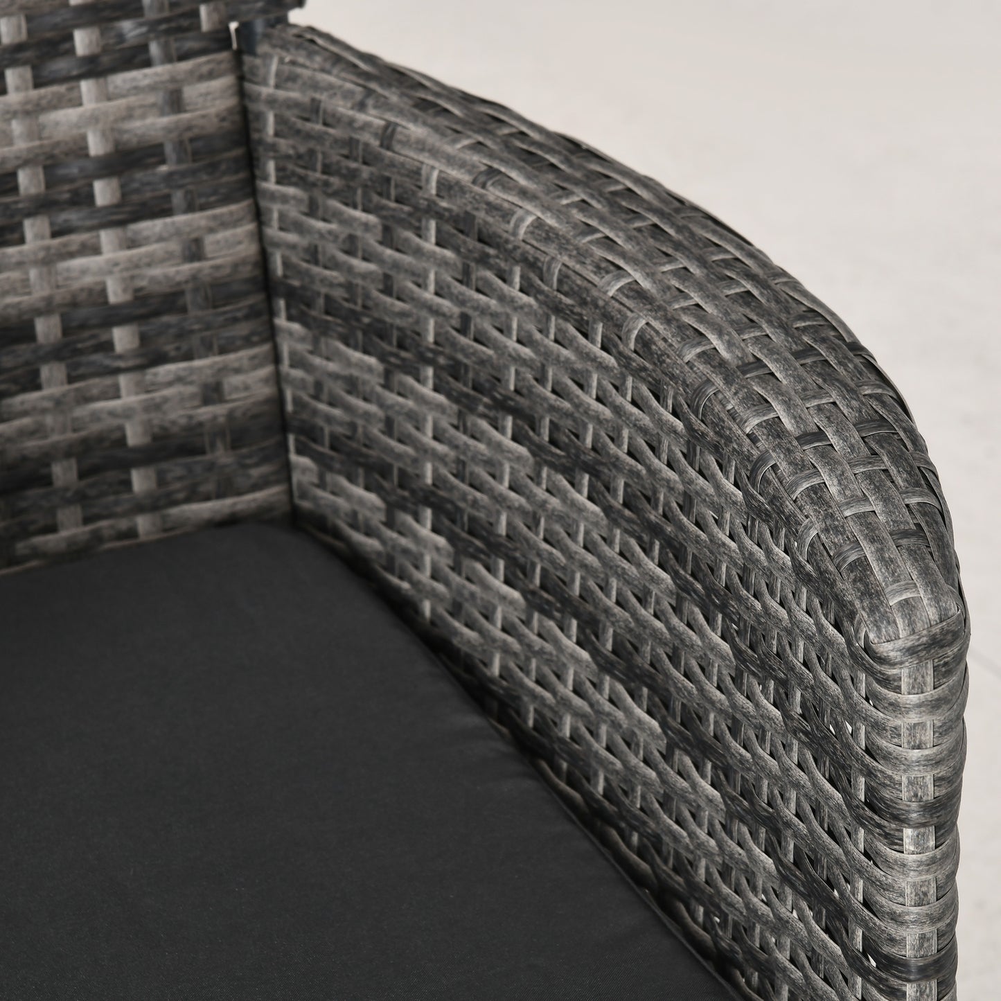 Stylish 3 Piece Outdoor Rattan Bistro Set with Cushions in Mixed Grey