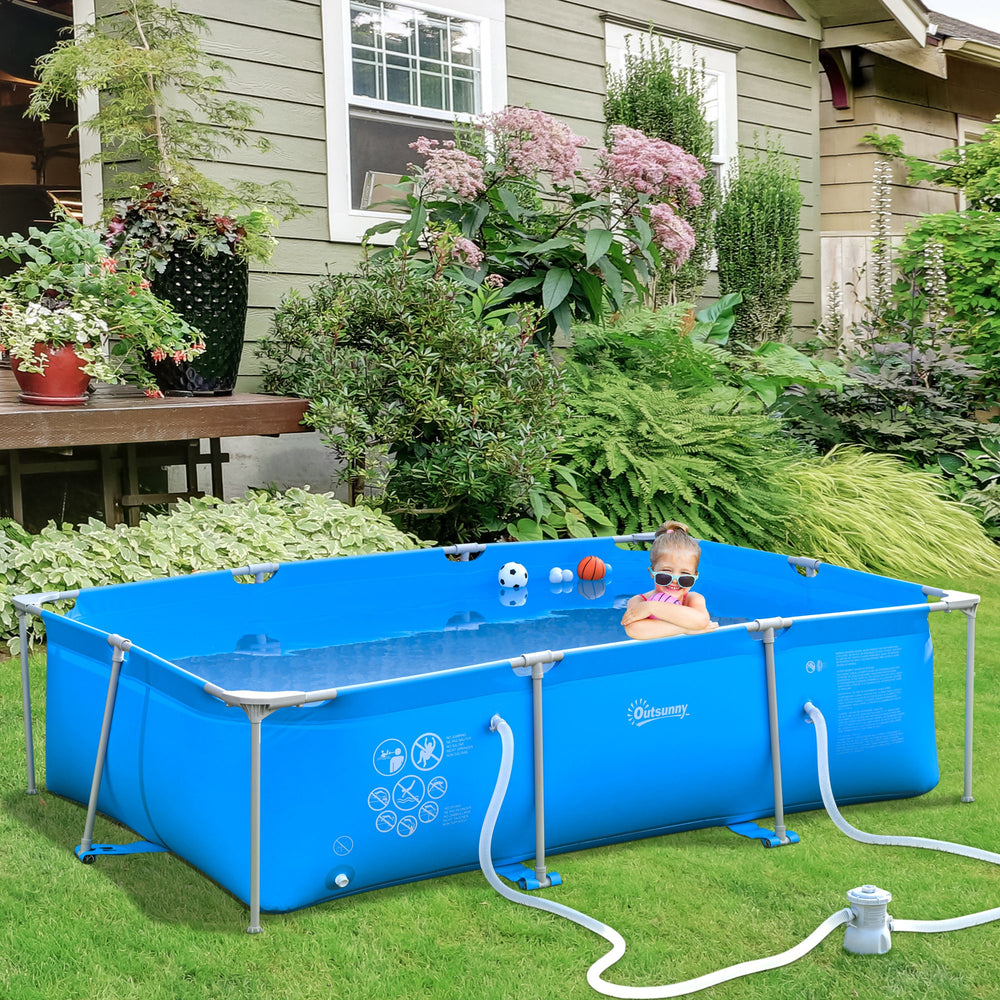 Steel Frame Pool with Filter Pump, Filter Cartridge, Reinforced Sidewalls Rust Resistant Above Ground Swimming Pool