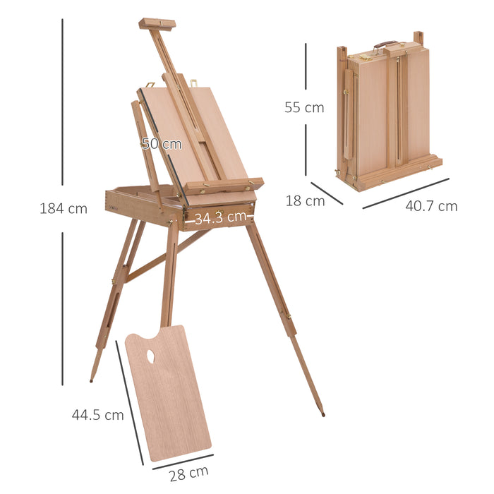 Wooden Art Easel Tripod Sketch Artist Painters Craft Portable Folding Drawing Board Lightweight - Natural Wood