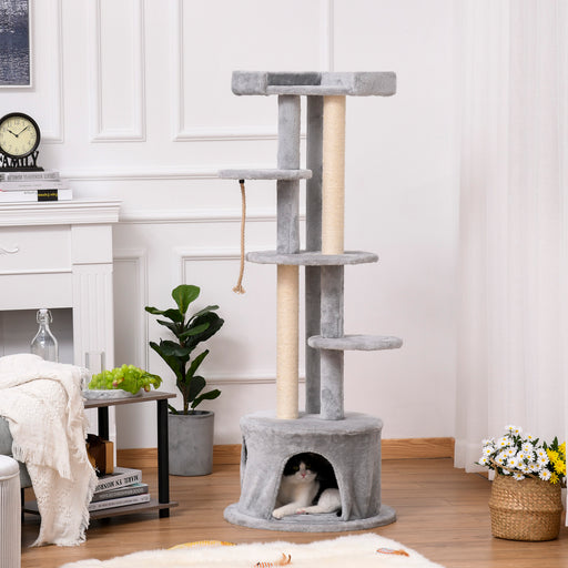 Cat Tree for Indoor Cats Kitten Tower Multi-level Activity Centre Pet Furniture with Scratching Post Condo Hanging Ropes Plush Perches Grey