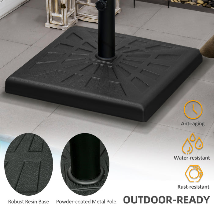 Outsunny 19kg Resin Garden Parasol Base Holder, Square Outdoor Market Umbrella Stand Weight for Poles of √¢¬â¬à√É¬≠√Ç¬¨√¢¬à¬Ç32mm, √¢¬â¬à√É¬≠√Ç¬¨√¢¬à¬Ç38mm, and √¢¬â¬à√É¬≠√Ç¬¨√¢¬à¬Ç48mm, Black