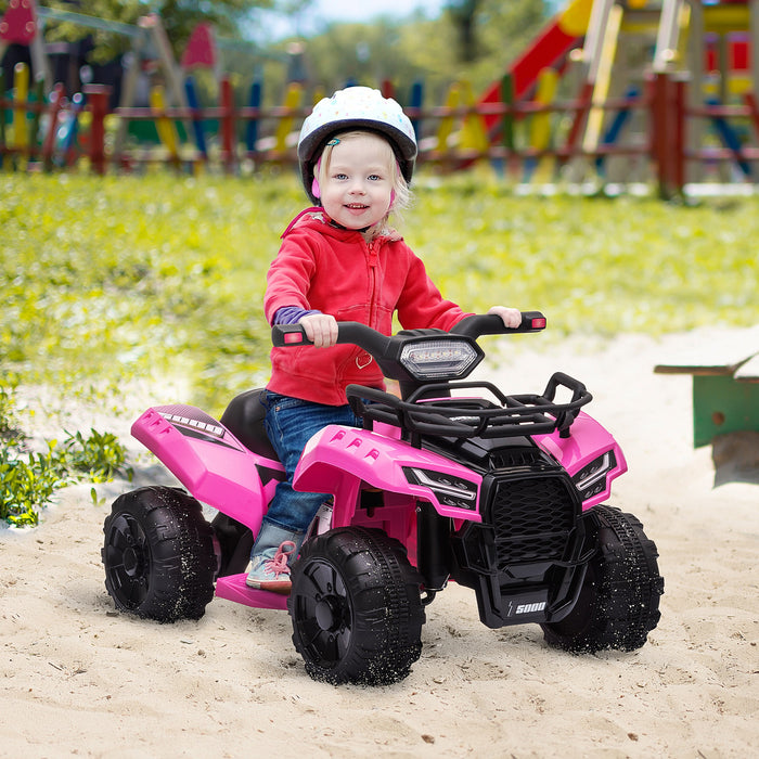 Kids Ride-on Four Wheeler ATV Car with Real Working Headlights, 6V Battery Powered Motorcycle for 18-36 Months, Pink