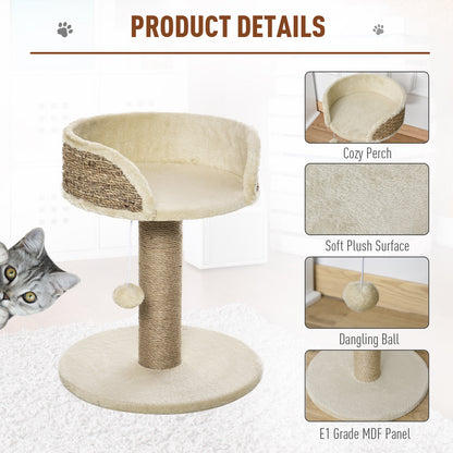 Cat Tree for Indoor Cats Kitten Tower Activity Center Climbing Stand Furniture with Scratching Posts Dangling Ball Perch Beige