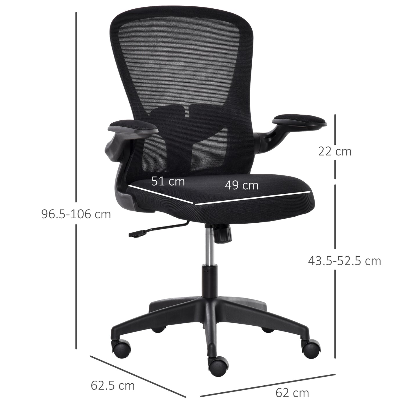 Mesh Home Office Chair Swivel Task Computer Chair w/ Lumbar Support, Arm, Black