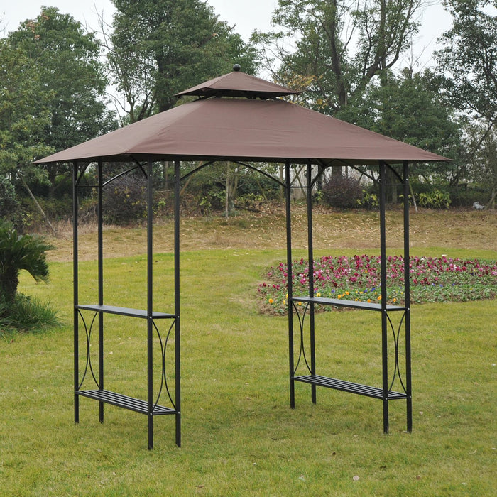 Outsunny 2.5 x 1.5m BBQ Tent Canopy Patio Outdoor Awning Gazebo Party Sun Shelter - Coffee