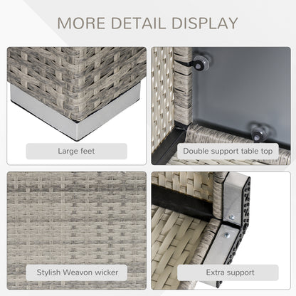 Outsunny Patio Rattan Coffee Table Ready to Use Outdoor Furniture Suitable for Garden Backyard, Grey