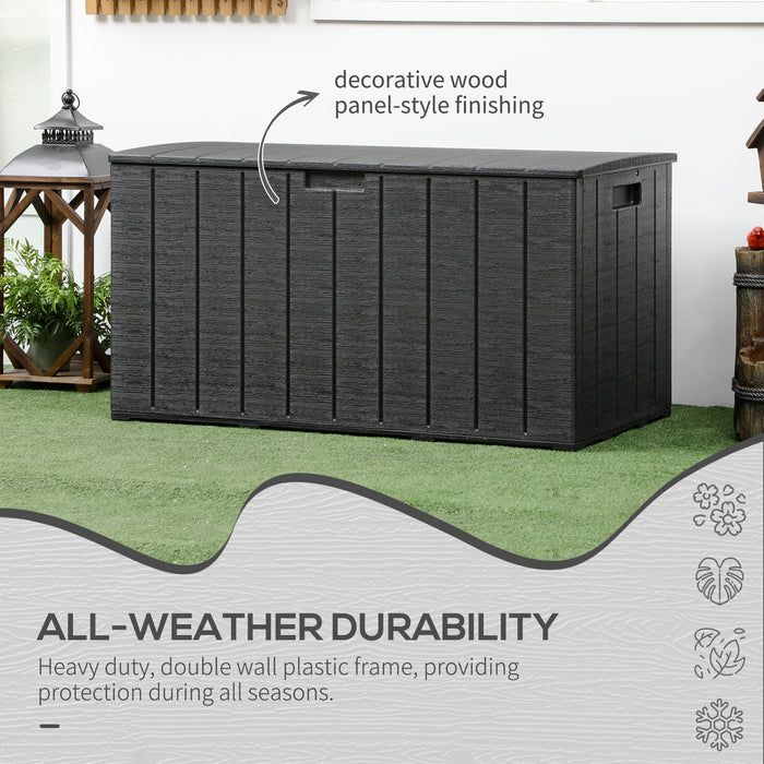 336 Litre Extra Large Outdoor Garden Storage Box, Water-resistant Heavy Duty Double Wall Plastic Container with Wheels and Handles