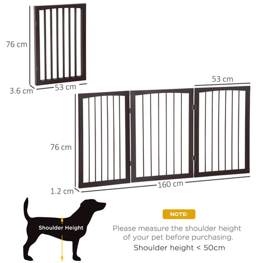 Folding 3 Panel Pet Gate Wooden Foldable Dog Fence Indoor Free Standing Safety Gate Portable Separation Pet Barrier Guard