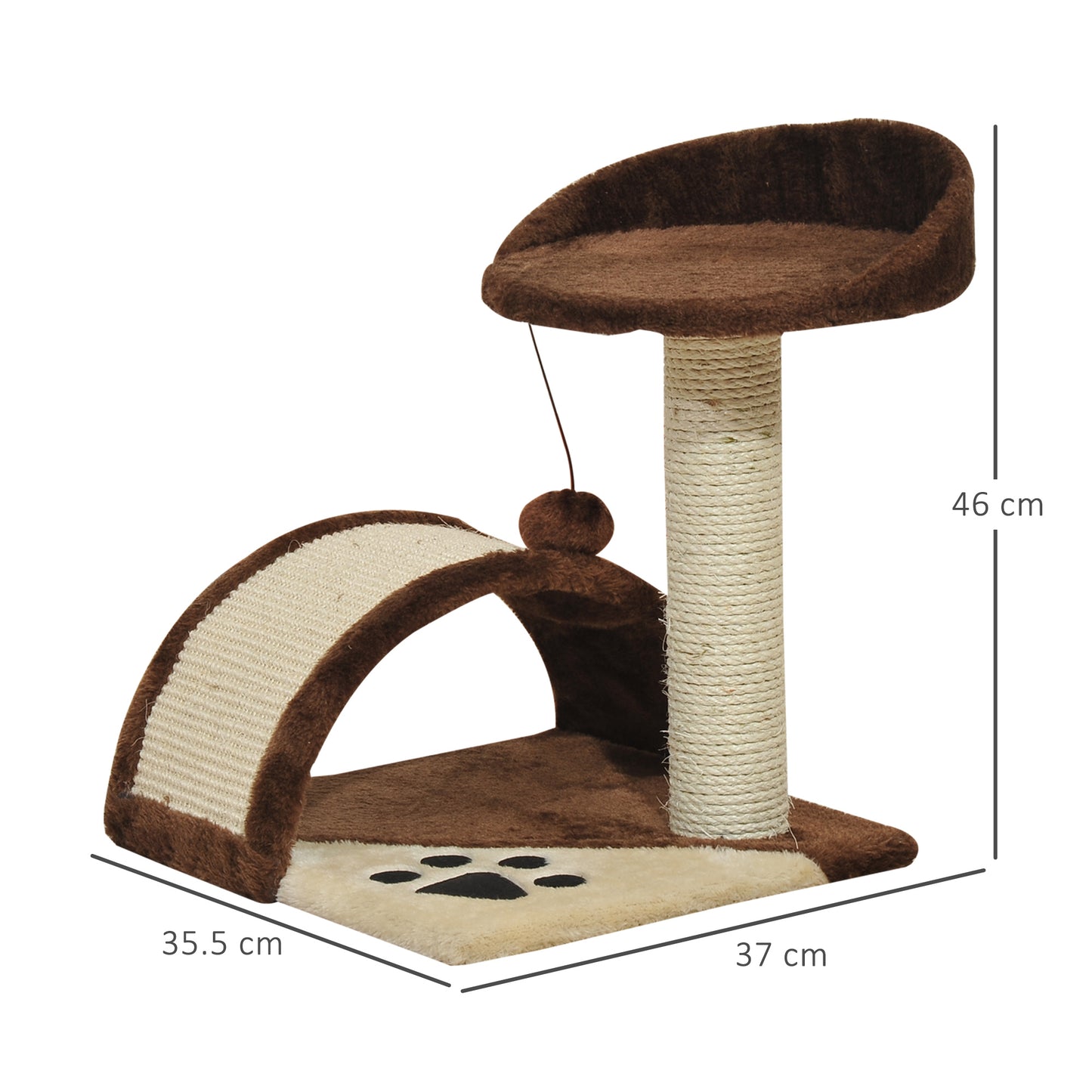 Cat Tree Scratching Scratcher Post Kitten Activity Centre Climber Hanging Ball Brown