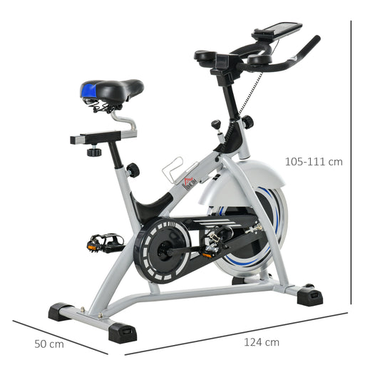 HOMCOM Indoor Cycling Exercise Bike Quiet Drive Fitness Stationary, 15KG Flywheel Cardio Workout Bicycle, Adjustable Seat& Resistance, w/LCD Monitor, Bottle Holder