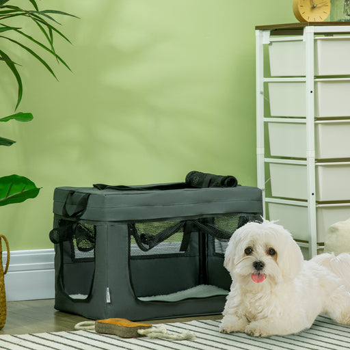 48.5cm Pet Carrier, Cat Carrier Cat Bag, Pet Travel Bag w/ Cushion, Carry Bag, for Miniature Dogs - Grey