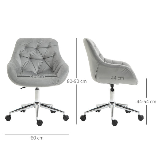 Home Office Chair Velvet Ergonomic Computer Chair Comfy Desk Chair with Adjustable Height, Arm and Back Support, Grey