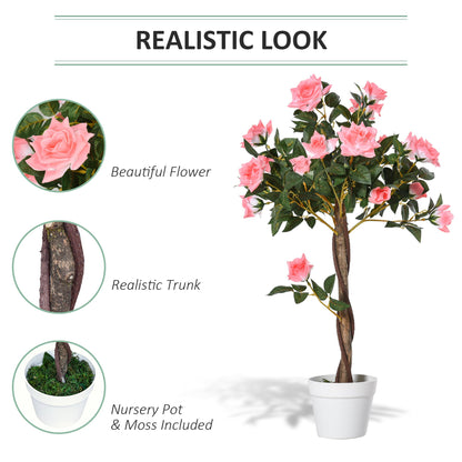 Faux Rose Plant (90cm tall)