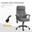 2-Point Massage Office Chair Linen-Look Ergonomic Adjustable Height w/ 360° Swivel 5 Castor Wheels Rocking Comfortable Executive Seat Grey