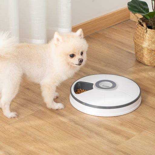 Automatic Pet Dog Cat Feeder w/ Digital Timer Six-Meal Food Dispenser