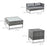 4 PCs Garden Rattan Wicker Outdoor Furniture Patio Corner Sofa Love Seat and Table Set with Cushions Side Desk Storage - Mixed Grey