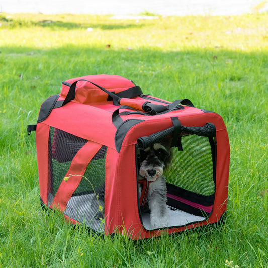 Folding Dog Cat Carrier Bag Basket Pet travel Bag Soft Portable Puppy Crate Kennel Cage Medium Red