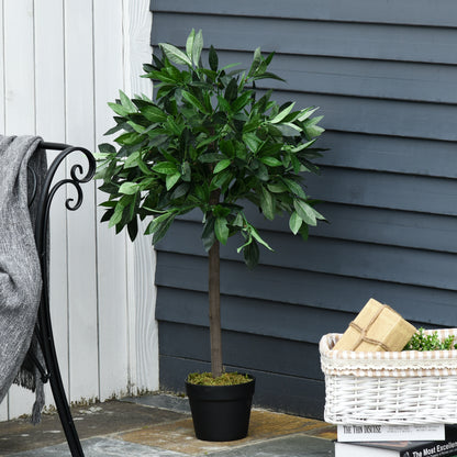Set Of 2 - 3ft Artificial Bay Laurel Topiary Trees with Pot