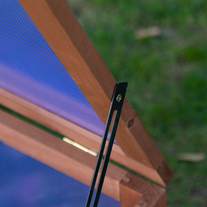 Wooden Framed Polycarbonate Cold Frame Greenhouse for Plants Outdoor with Openable & Tilted Top Cover, PC Board, Brown, 100 x 65 x 40cm