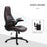 PU Leather Office Chair, Swivel Computer Desk Chair with Adjustable Height, Flip Up Armrests and Tilt Function, Dark Brown