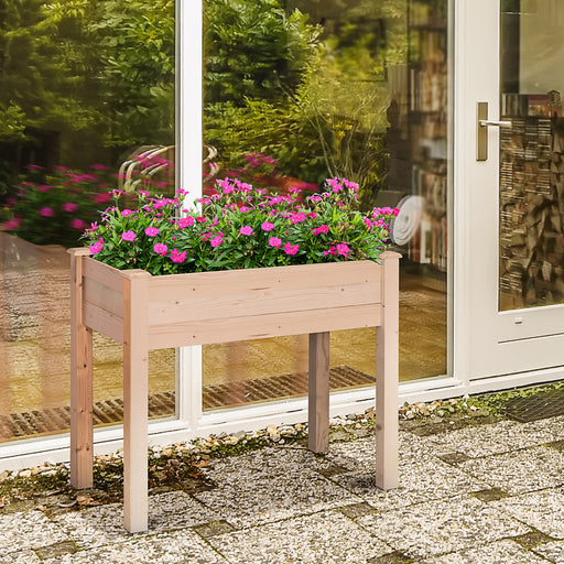 Garden Wooden Planters， Rectangular Raised Bed, Fir Wood，Indoor/Outdoor, Planter Vegetable Herb Holder Display, Oak Tone,86L x 46W x 76Hcm