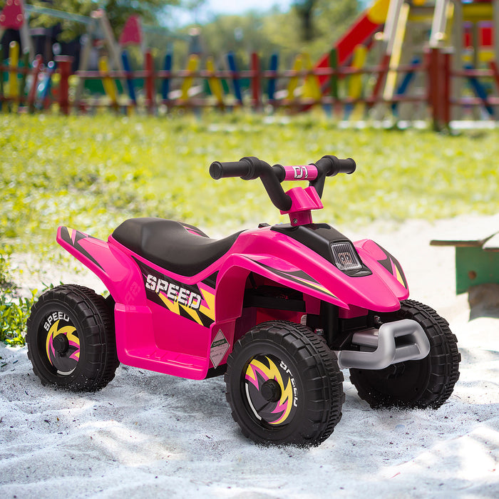 6V Kids Electric Ride on Car ATV Toy Quad Bike Four Big Wheels w/ Forward Reverse Functions Toddlers for 18-36 Months Old Pink