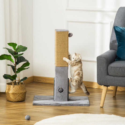 Cat Tree Scratching Post for Indoor Cats 79cm Jute Scratcher Climber w/ Carpet Base Dangling Toy ‚àö√™ Grey