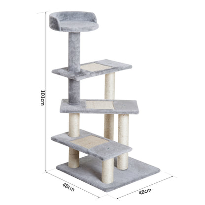100 cm Cat Tree for Indoor Cats Kitten Scratch Scratching Post Climbing Tower Activity Center Grey