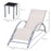 3 Pieces Lounge Chair Set Metal Frame Garden Outdoor Recliner Sunbathing Chair with Table, Cream