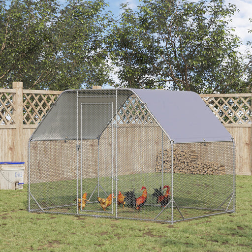 Chicken Run with Roof, Walk In Chicken Coop for 4-6 Chickens, Hen House, Duck Pen, Outdoor 280 x 190 x 195cm