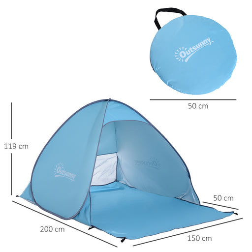 2-3 Person Pop up Beach Tent Hiking UV 30+ Protection Patio Sun Shelter (Blue)