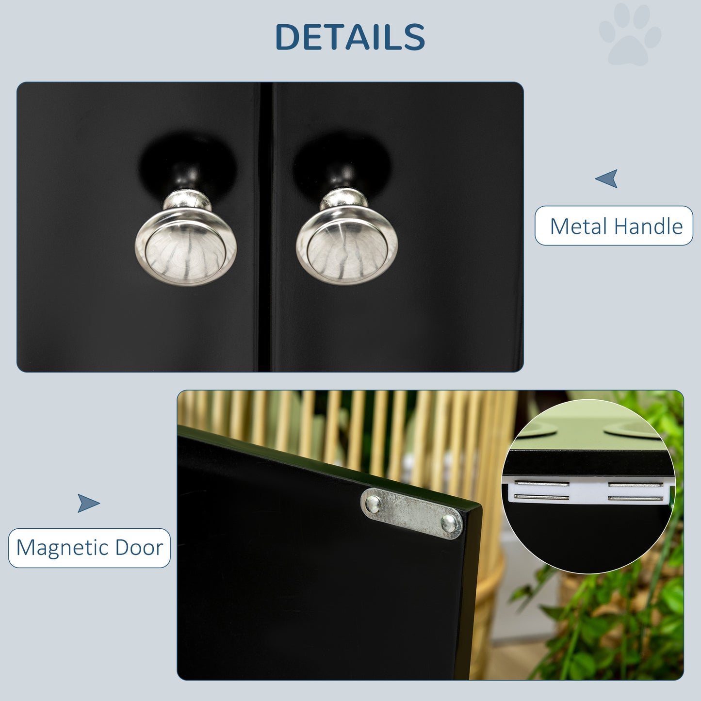 Raised Dog Bowls for Large Dogs Pet Feeding Station w/ Stand, Storage, Two Stainless Steel Bowls - Black