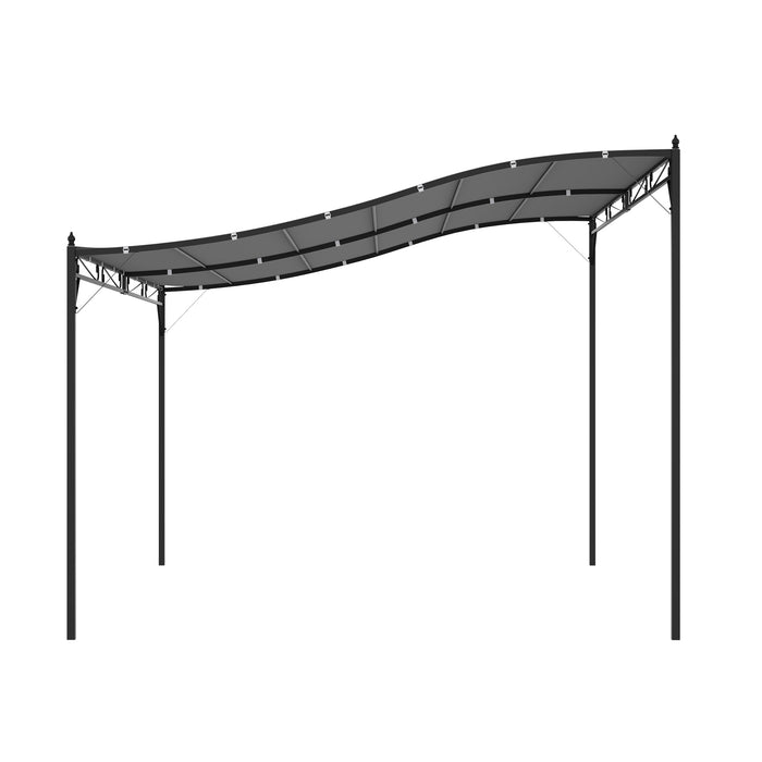 4 x 3 Meters Canopy Metal Wall Gazebo Awning Garden Marquee Shelter Door Porch - Grey