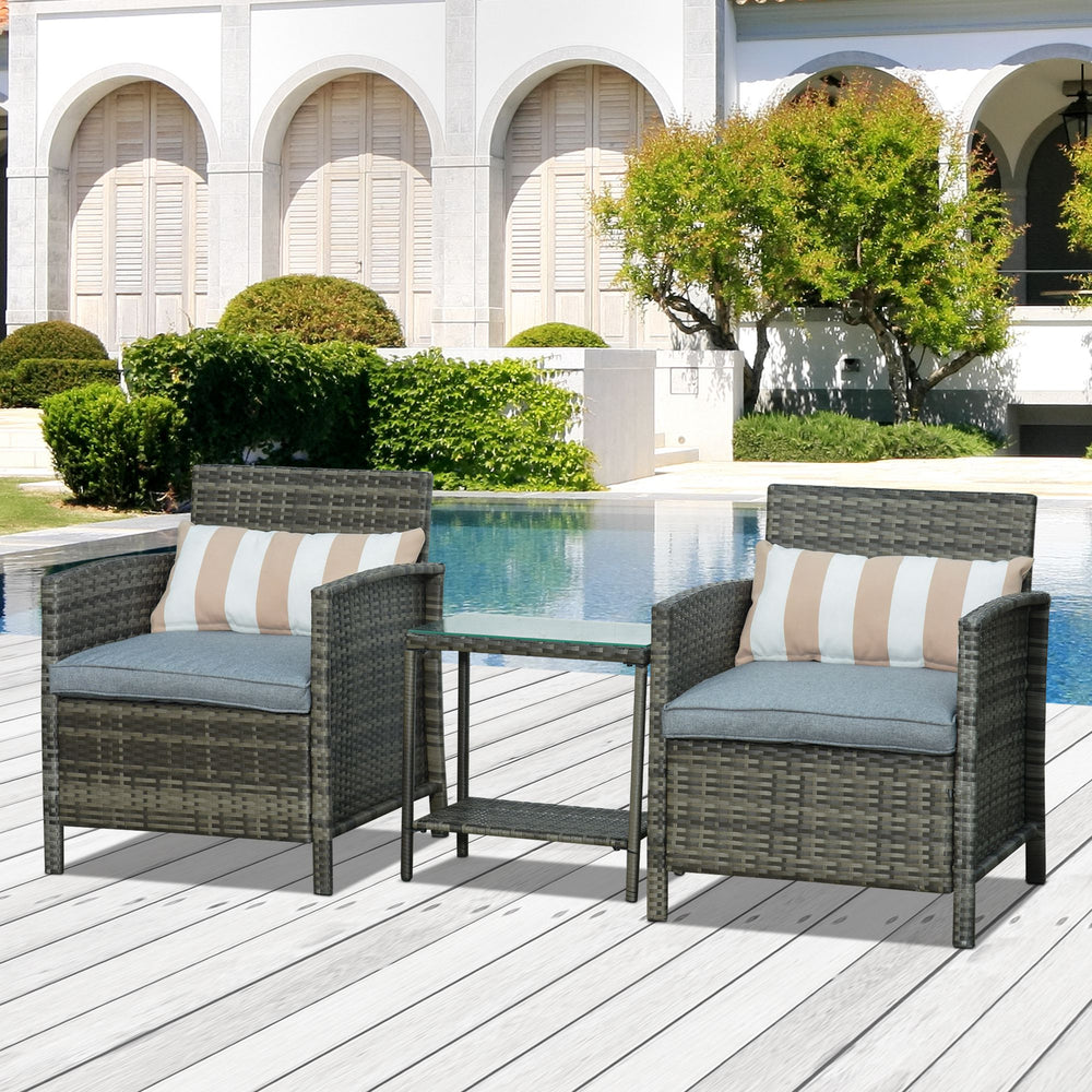 Rattan Bistro Set - two armchairs and a coffee table Wicker Grey