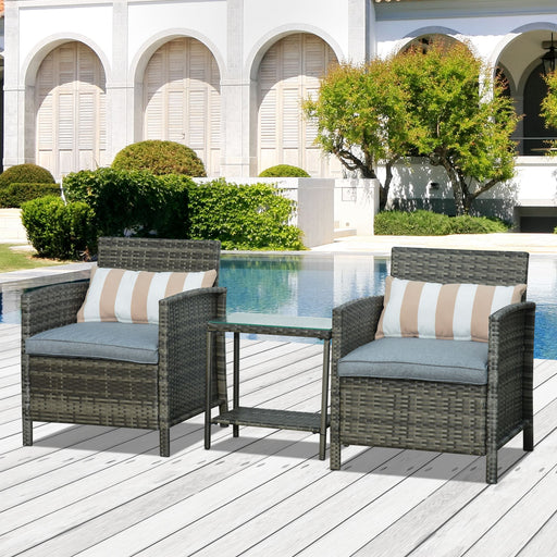 Rattan Bistro Set - two armchairs and a coffee table Wicker Grey