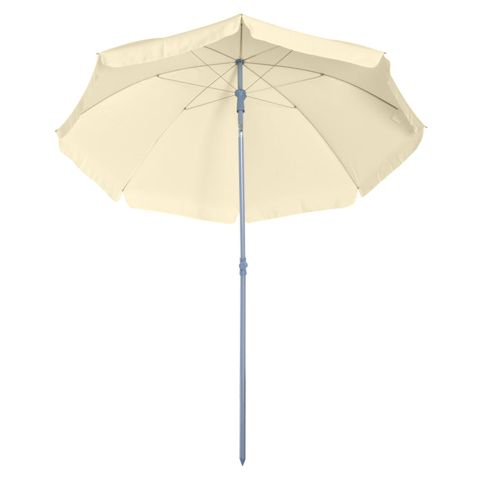 2.2M Tilt Beach Umbrella Parasol-Cream White