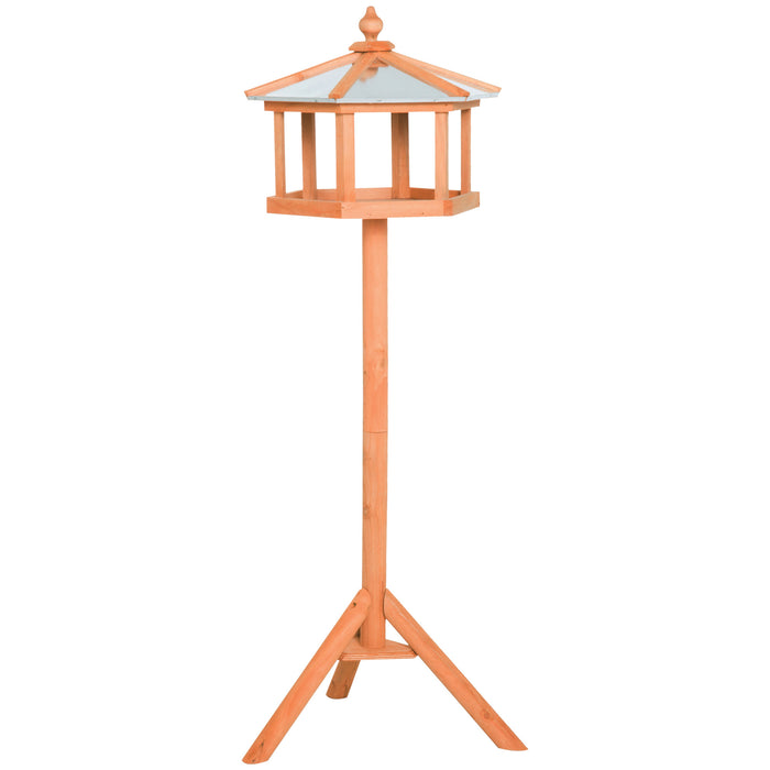 Wooden Bird Table Free Standing Feeder Garden Sheltered Feeding Station Parrot Stand Birdhouse _40x113cm