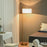 Floor Lamp, Modern Standing Light with Linen Lampshade, Round Base for Living Room, Bedroom, Dining Room, Gold and White