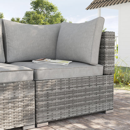 PE Rattan Wicker Corner Set Garden Furniture Single Chair w/ Cushions, Grey
