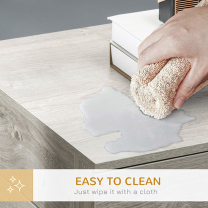 Indoor Dog Crate Furniture with Cushion, Double Doors, Pet Kennel End Table with Drawer, for Medium Dogs - Grey