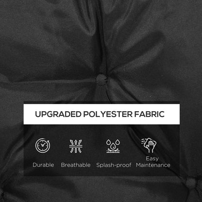 3 Seater Bench Cushion, Garden Chair Cushion with Back and Ties for Indoor and Outdoor Use, 98 x 150 cm, Black